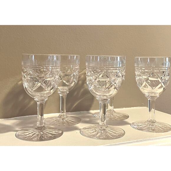 Vintage Etched Crystal Cordial Glasses, 3oz., Set of 5 - Picture 2 of 8